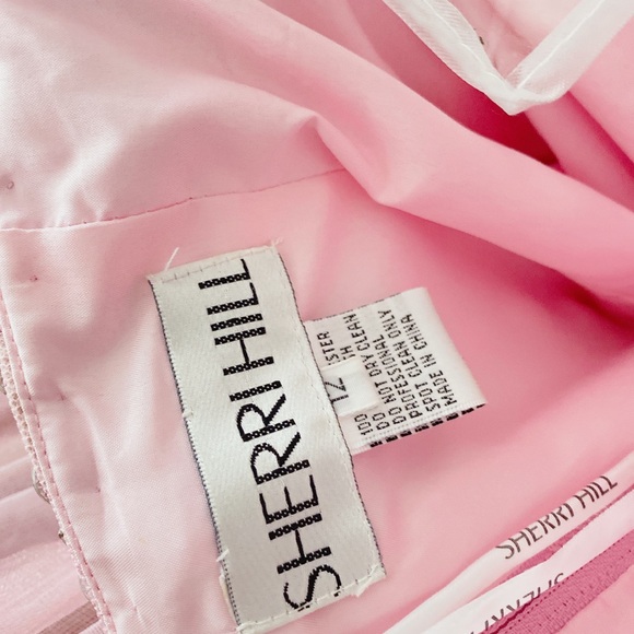 PINK BLUSH SOFT CRYSTAL LACE SHERRI HILL PRINCESS WEDDING PROM BALLGOWN SIZE 12 - Picture 2 of 16